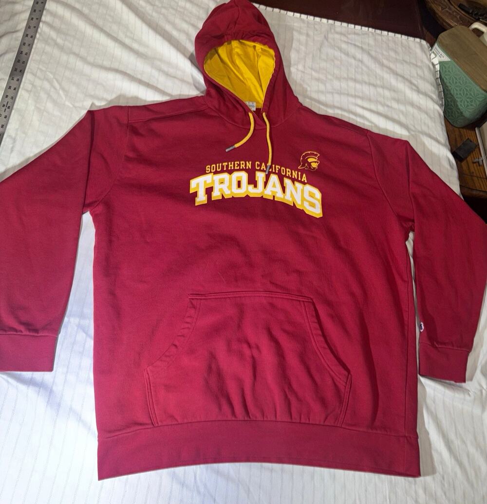 Champion USC Trojans NCAA Pullover Hoodie Sweatshirt Men’s 2XL Red Gold